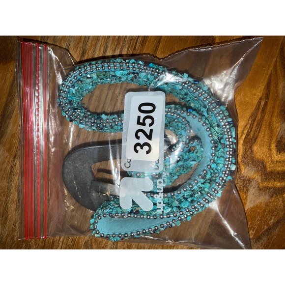 Womens Turquoise Rhinestone Western Belt Genuine Leather Embellished - Picture 8 of 8